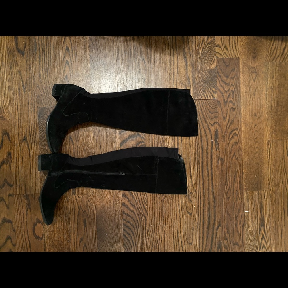 Tall suede black knee high boots